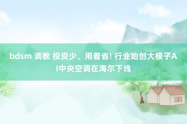 bdsm 调教 投资少、用着省! 行业始创大模子AI中央空调在海尔下线